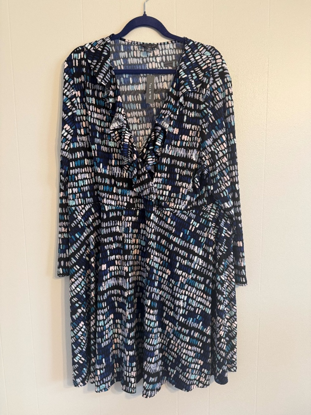 NWT The Limited Dress (Missing Belt), Size 2X, Ruffled V-Neck Wrap Look at Top